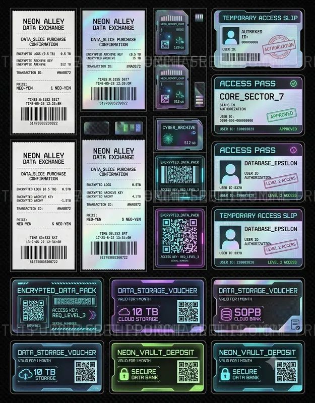 Cyberpunk Ephemera Scrap Sheets