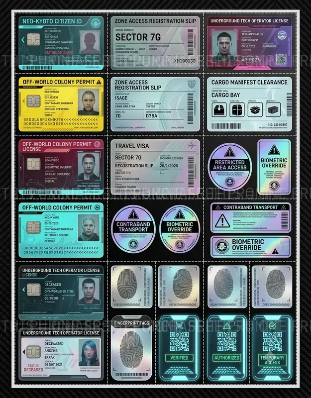 Cyberpunk Ephemera Scrap Sheets
