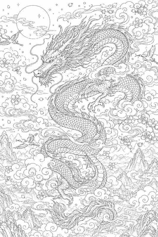 Dragons Of The East Adult Coloring Pages