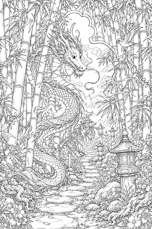 Dragons Of The East Adult Coloring Pages