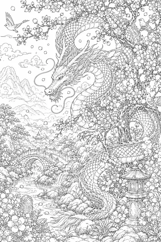 Dragons Of The East Adult Coloring Pages