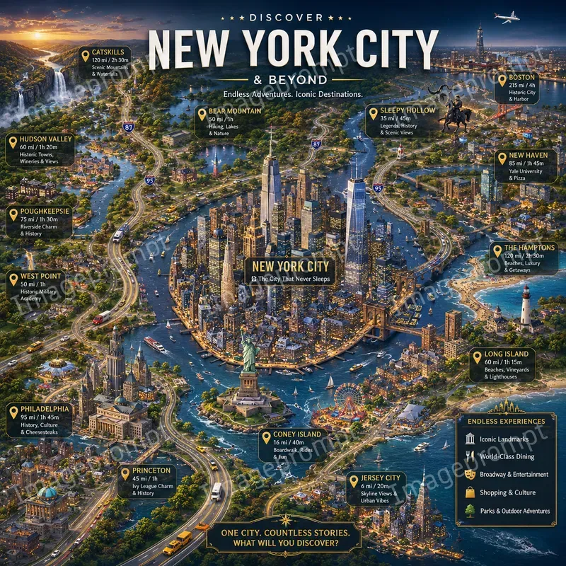 Illustrated Travel Map Poster Style