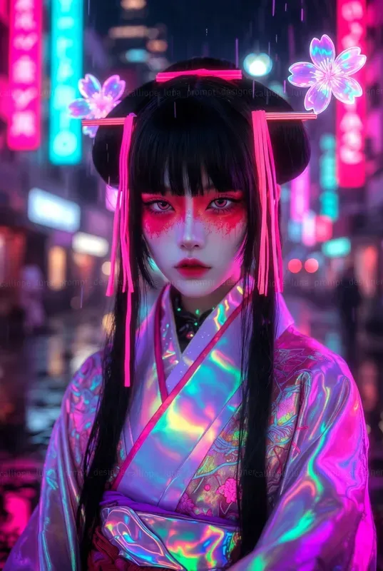 Neon Tokyo Geisha Portraits