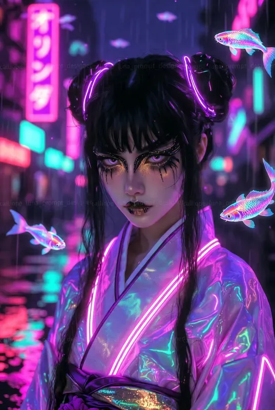 Neon Tokyo Geisha Portraits