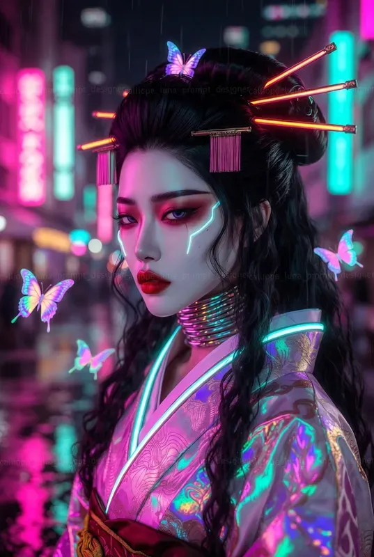 Neon Tokyo Geisha Portraits