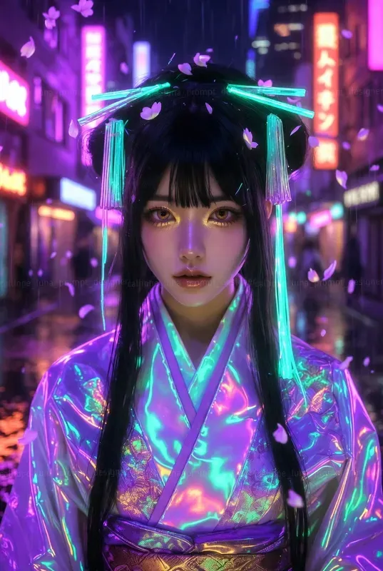 Neon Tokyo Geisha Portraits