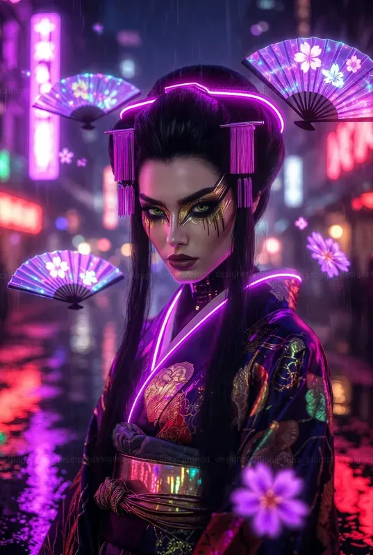 Neon Tokyo Geisha Portraits