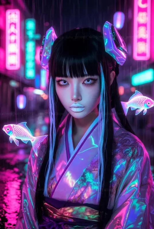 Neon Tokyo Geisha Portraits