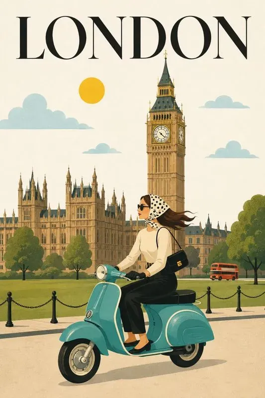 Vintage City Scooter Posters