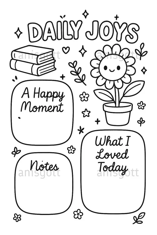 Selfcare Gratitude Journals Coloring Pages