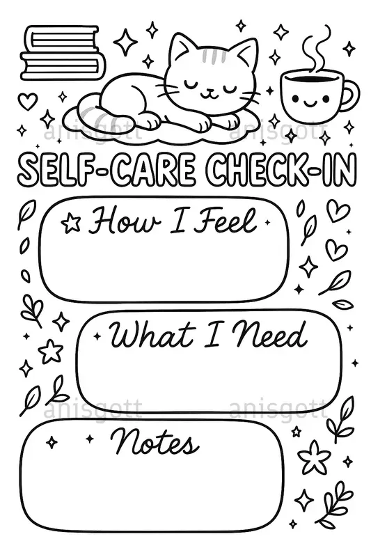 Selfcare Gratitude Journals Coloring Pages