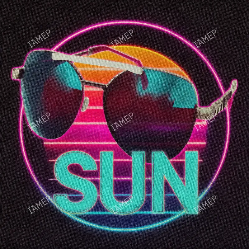 Retro Neon Logos In 80s Style