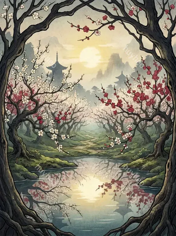 Japanese Woodblock Digital Art Style