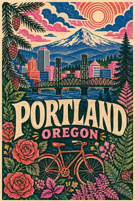 Psychedelic Botanical City Posters