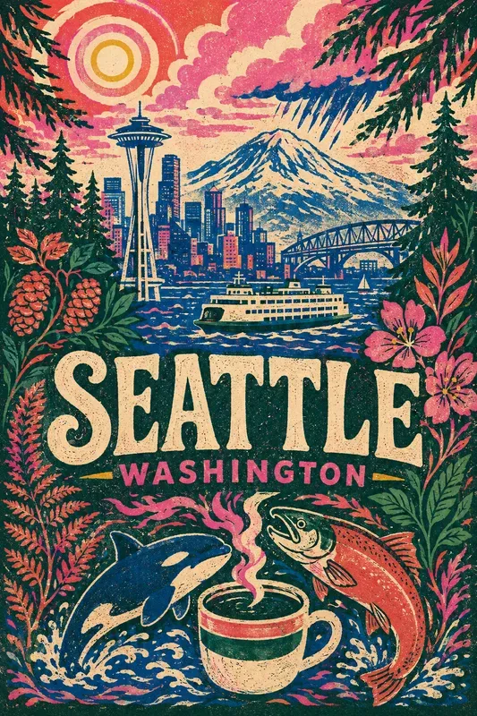 Psychedelic Botanical City Posters