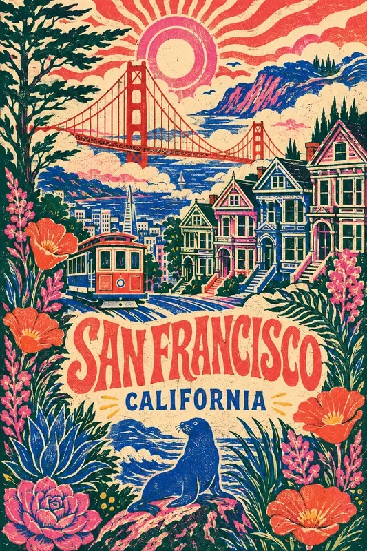 Psychedelic Botanical City Posters