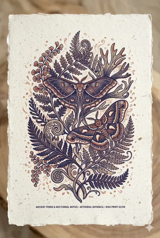 Ethereal Botanical Risograph Patterns