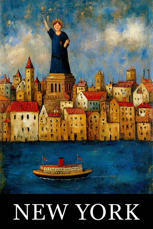 Folk Style City Travel Posters