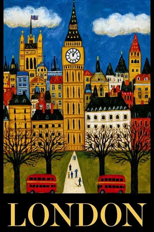 Folk Style City Travel Posters