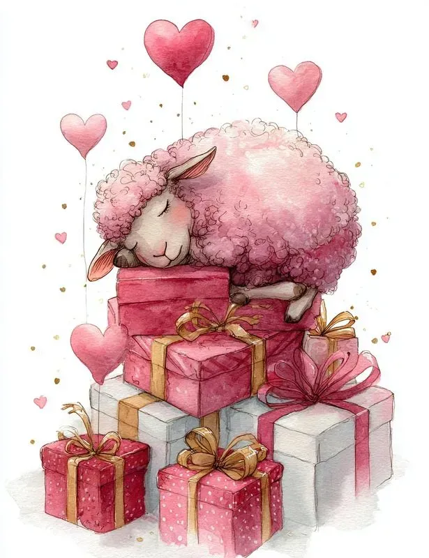 Sweet Valentine Animal Watercolor Clipars