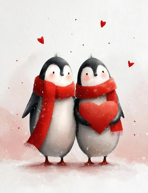 Sweet Valentine Animal Watercolor Clipars