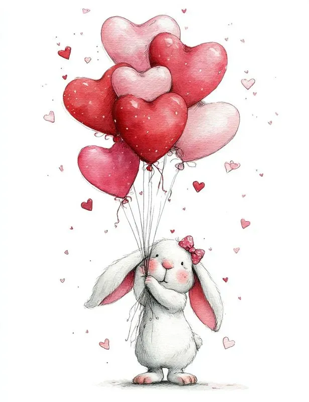 Sweet Valentine Animal Watercolor Clipars