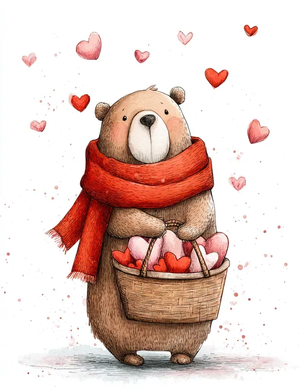 Sweet Valentine Animal Watercolor Clipars