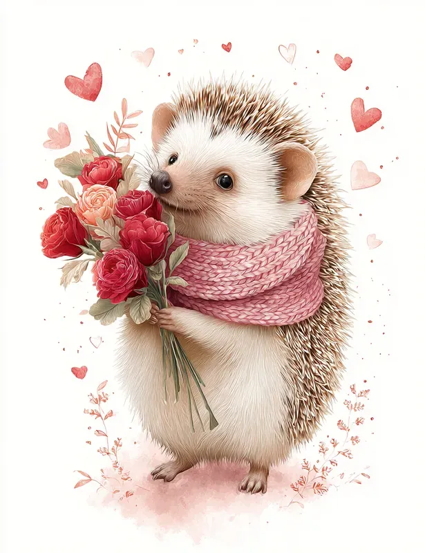 Sweet Valentine Animal Watercolor Clipars
