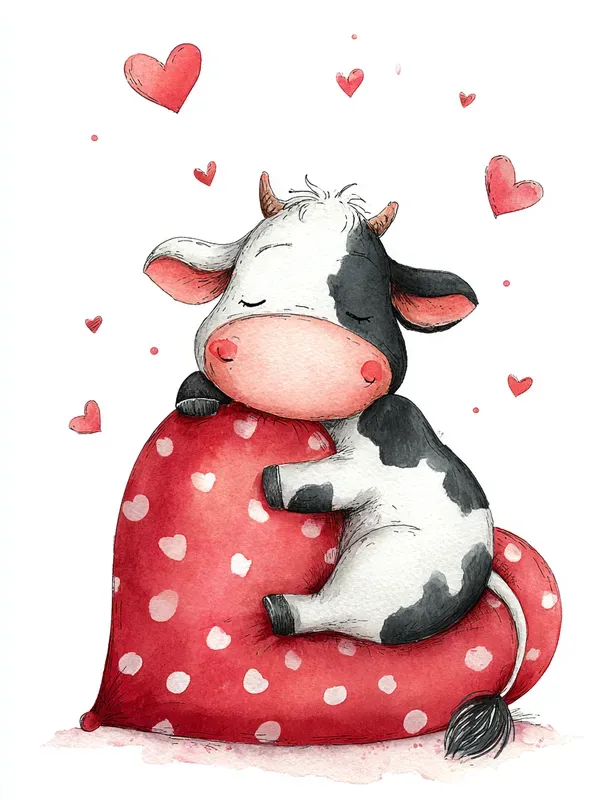 Sweet Valentine Animal Watercolor Clipars