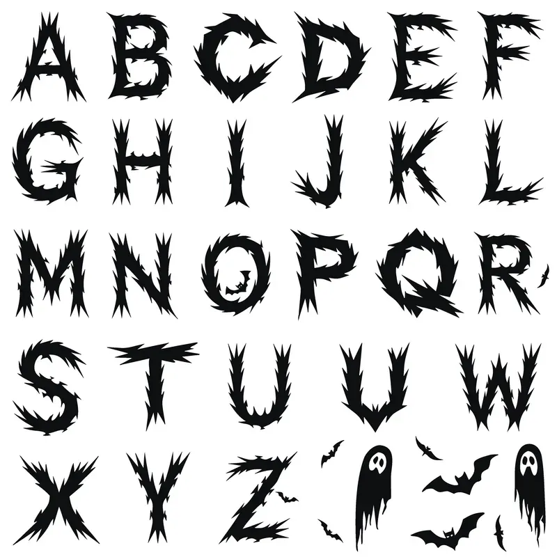 Dark Gothic Font Vector Layouts
