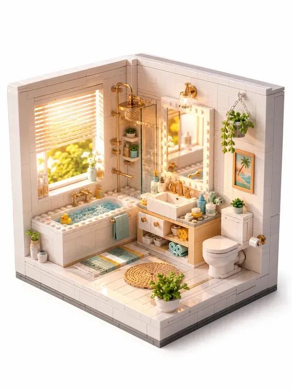 Cute 3D Isometric Open Lego Room Boxes