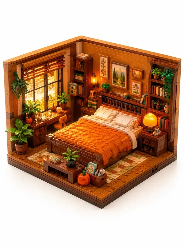 Cute 3D Isometric Open Lego Room Boxes