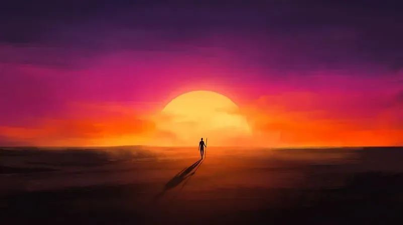 Zenn Minimalist Sunset Silhouette Art