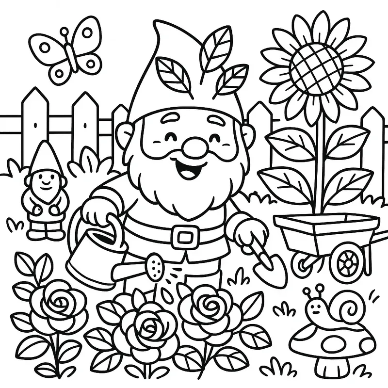 Cute Gnome Coloring Pages For Kids