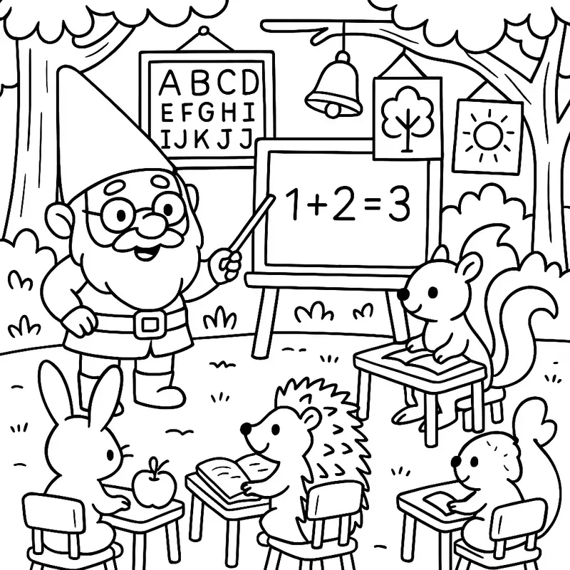 Cute Gnome Coloring Pages For Kids