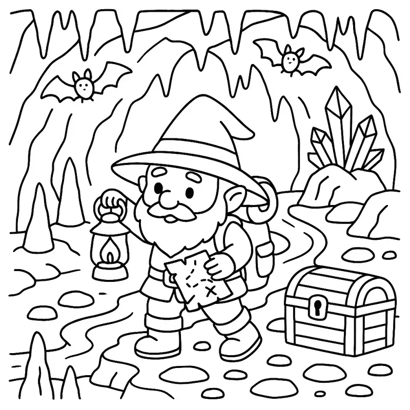 Cute Gnome Coloring Pages For Kids