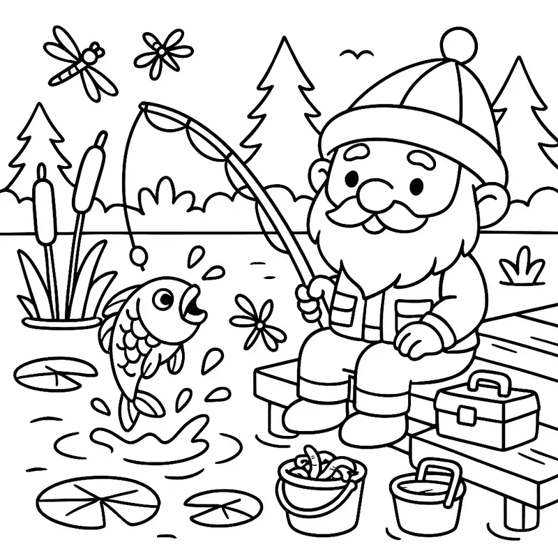 Cute Gnome Coloring Pages For Kids