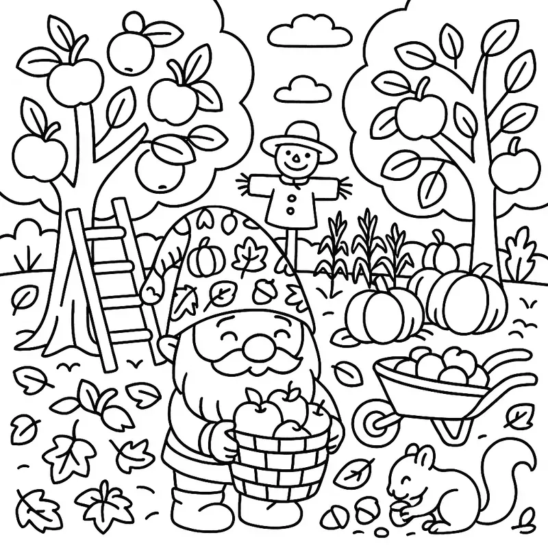 Cute Gnome Coloring Pages For Kids