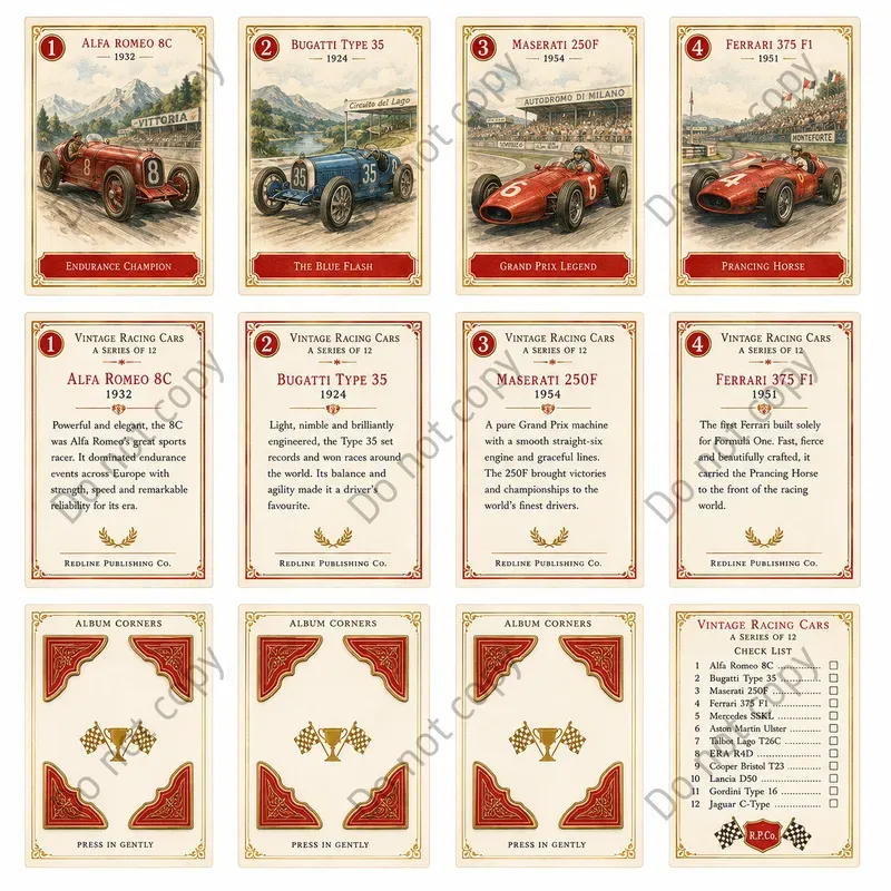 Cigarette Card Collector Sheets
