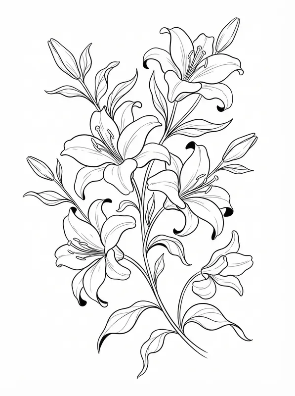 Modern Digital Gouache Coloring Pages