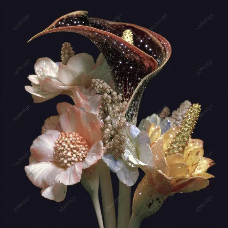 Dark Floral Couture Portrait Art