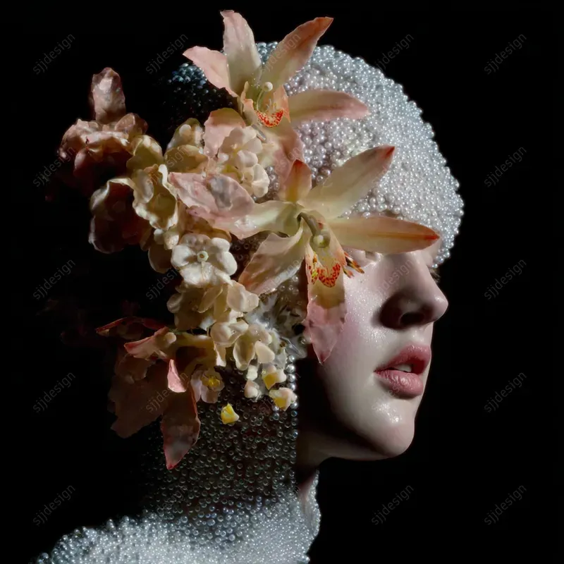 Dark Floral Couture Portrait Art