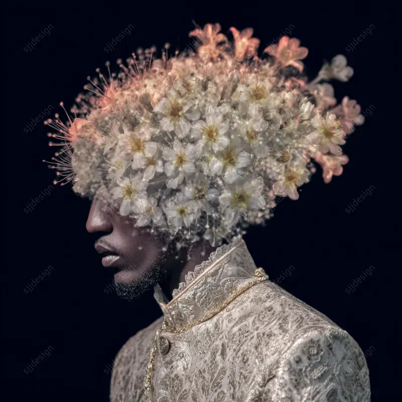 Dark Floral Couture Portrait Art