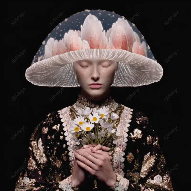 Dark Floral Couture Portrait Art