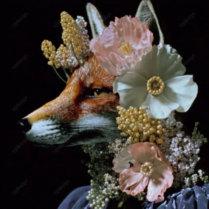 Dark Floral Couture Portrait Art