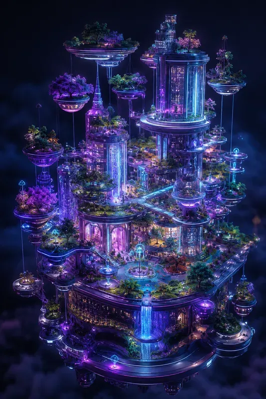 Neon Futuristic Miniature Worlds