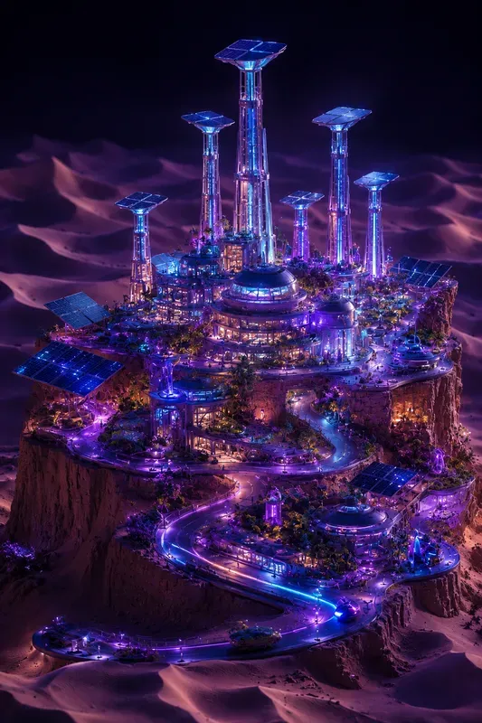 Neon Futuristic Miniature Worlds