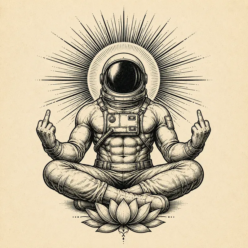 Zen Rebel Vintage Line Art