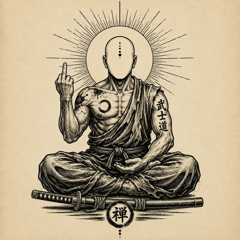 Zen Rebel Vintage Line Art