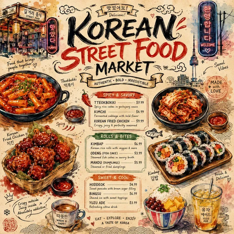 Global Street Food Festival Menu Posters
